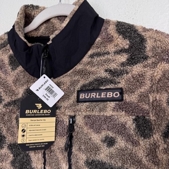 Burlebo Jacket Mens Small Camo Sherpa Quarter Zip Anorak Fleece Outdoors HuntNEW - Picture 6 of 11